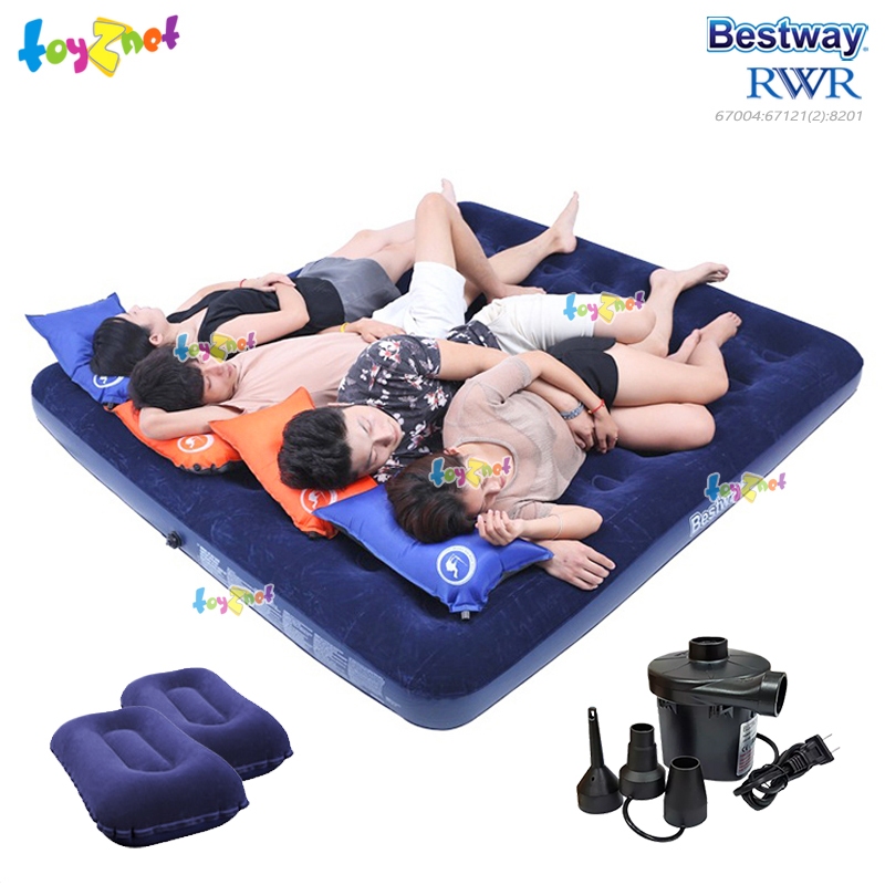 Bestway ที่นอนเป่าลม 6 ฟุต (คิง) 2.03×1.83×0.22 ม. รุ่น 67004 + หมอนเป่าลม 2 ใบและที่สูบลมไฟฟ้า (สูบลมเข้า/ดูดลมออก)