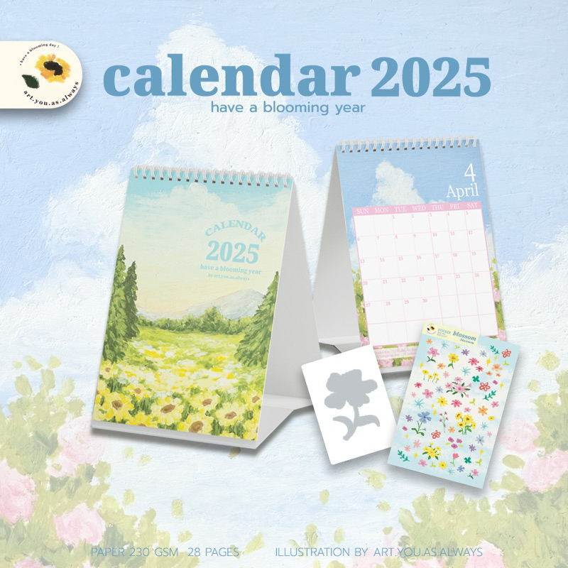 พร้อมส่ง! ปฏิทินตั้งโต๊ะ 2025 have a blooming day