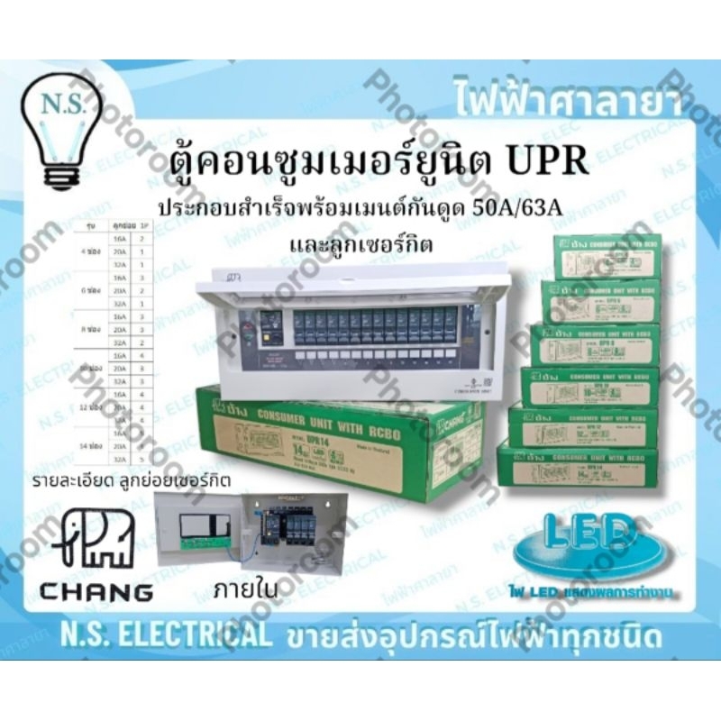 CHANG ตู้ คอนซูมเมอร์ ยูนิต รุ่น UPR กันดูด ประกอบสำเร็จ ครบชุด Consumer Unit UPR ตู้ควบคุมไฟ ตู้โหล