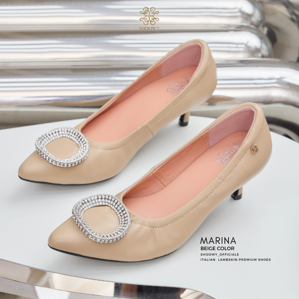 Shoowy รองเท้าหนังแกะรุ่น Marina Beige color (สีเบจ)
