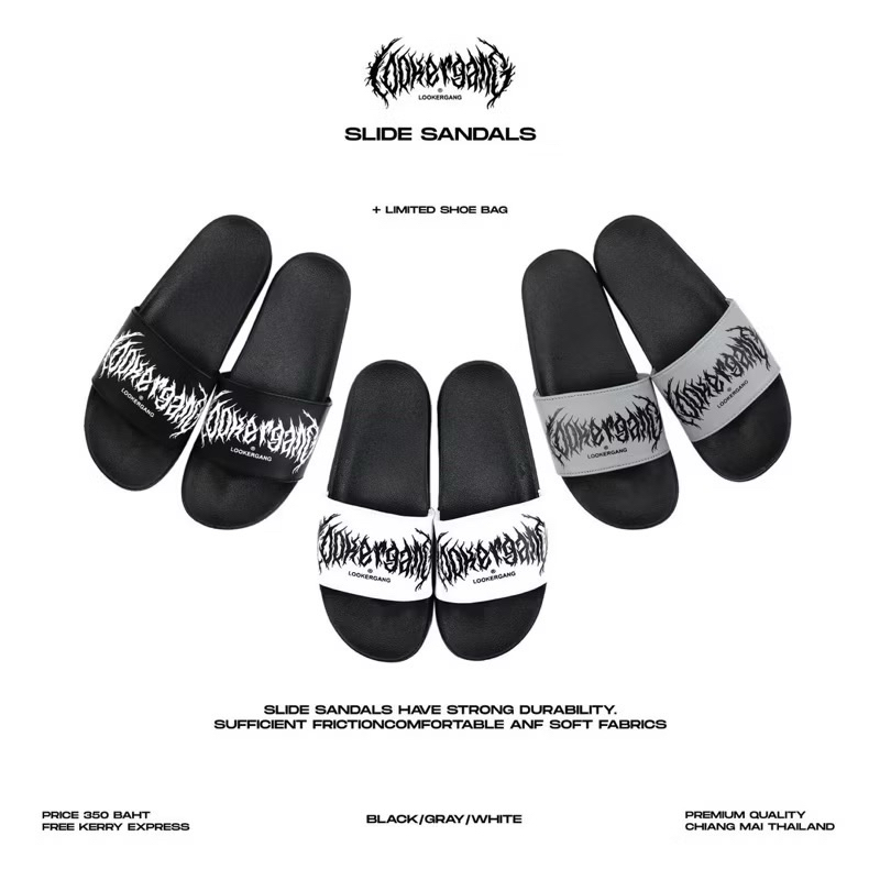 LOOKER- รองเท้าแตะ LOOKER GANG สีดำ V.1 ของแท้ 100%