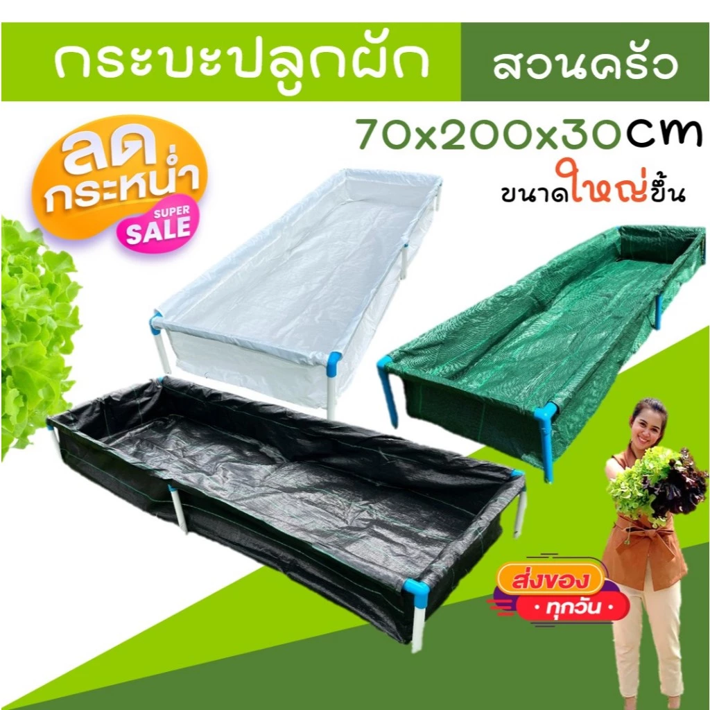 [ขนาดใหญ่ขึ้น]กระบะปลูกผัก กระบะปลูกผักสวนครัว ปลอดสารพิษ มี3สี