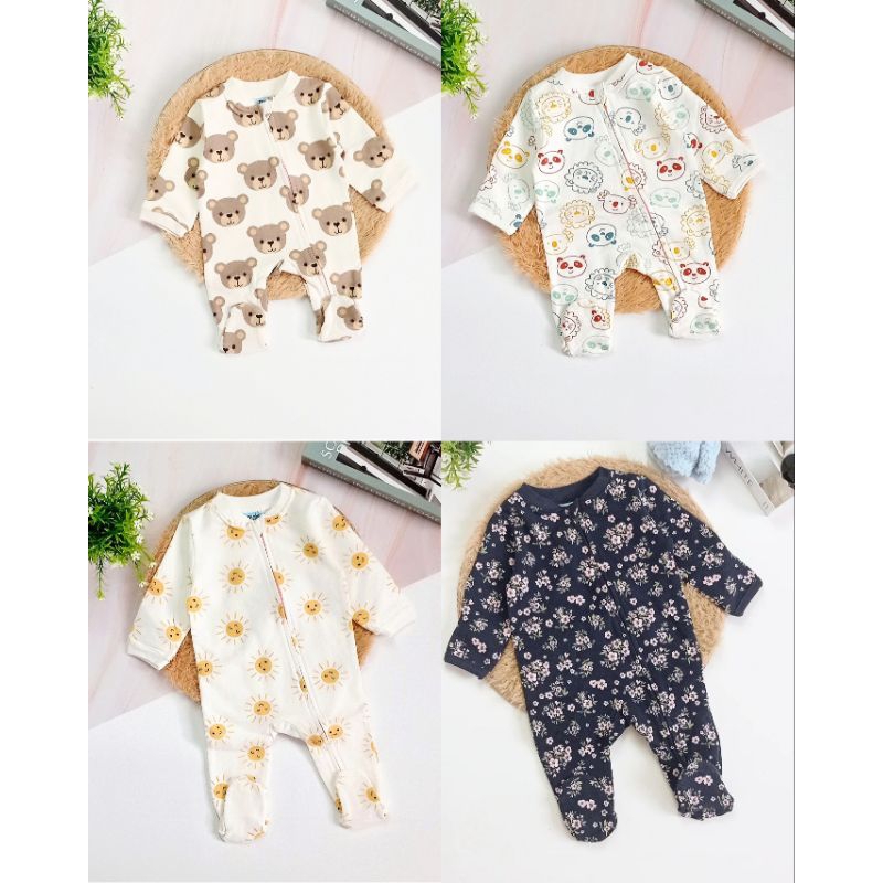 🧸💯ชุดหมีคลุมเท้าmobi 2wayzip📌ไซส์ แรกเกิด - 12 เดือน