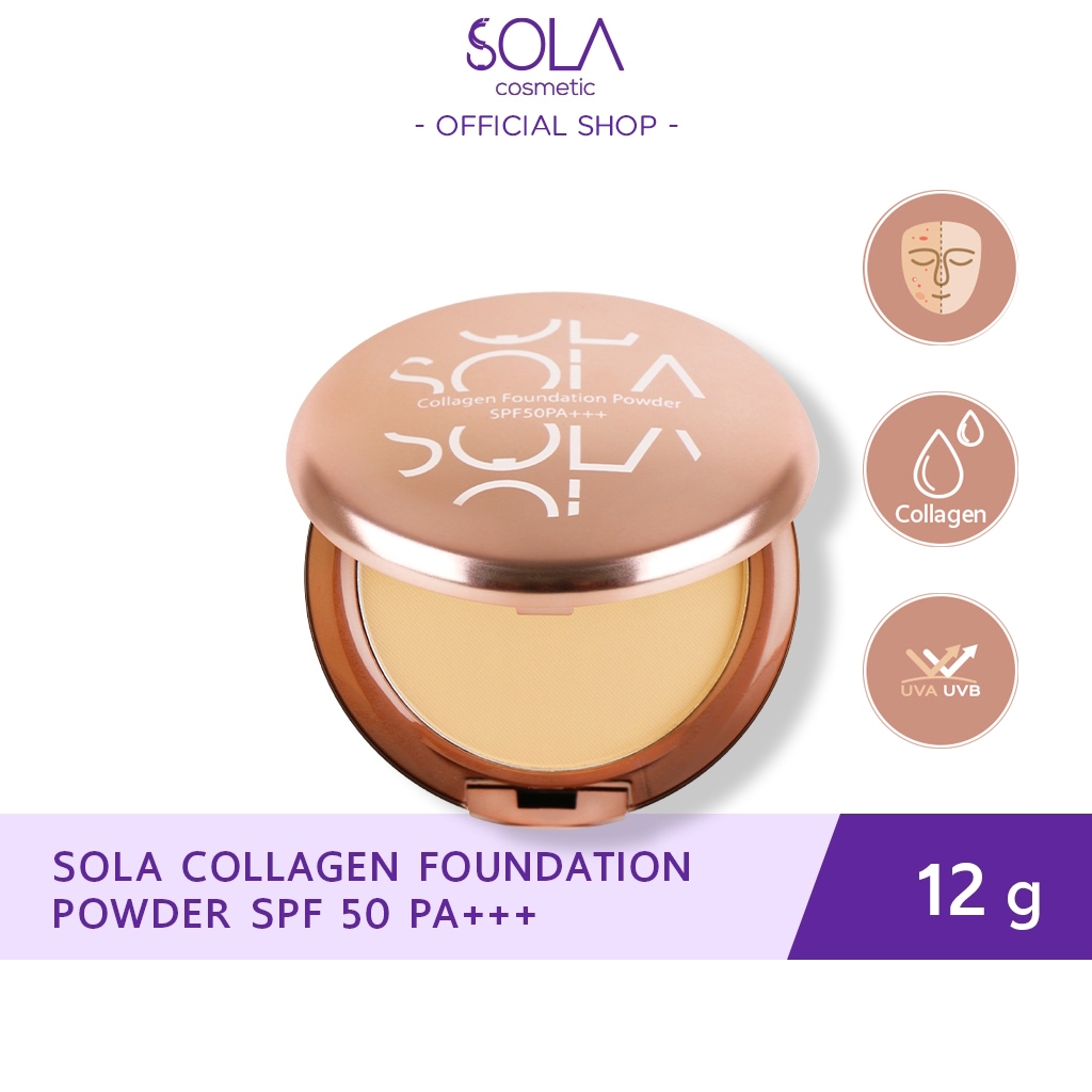 Sola - โซลา แป้งคอลลาเจน ผสมรองพื้น SPF50PA+++ 12g.