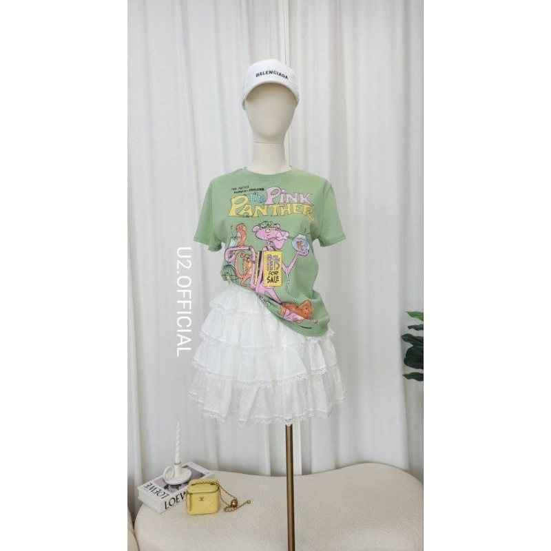 U2 เสื้อยืดสีเขียวลายพิงค์แพนเตอร์