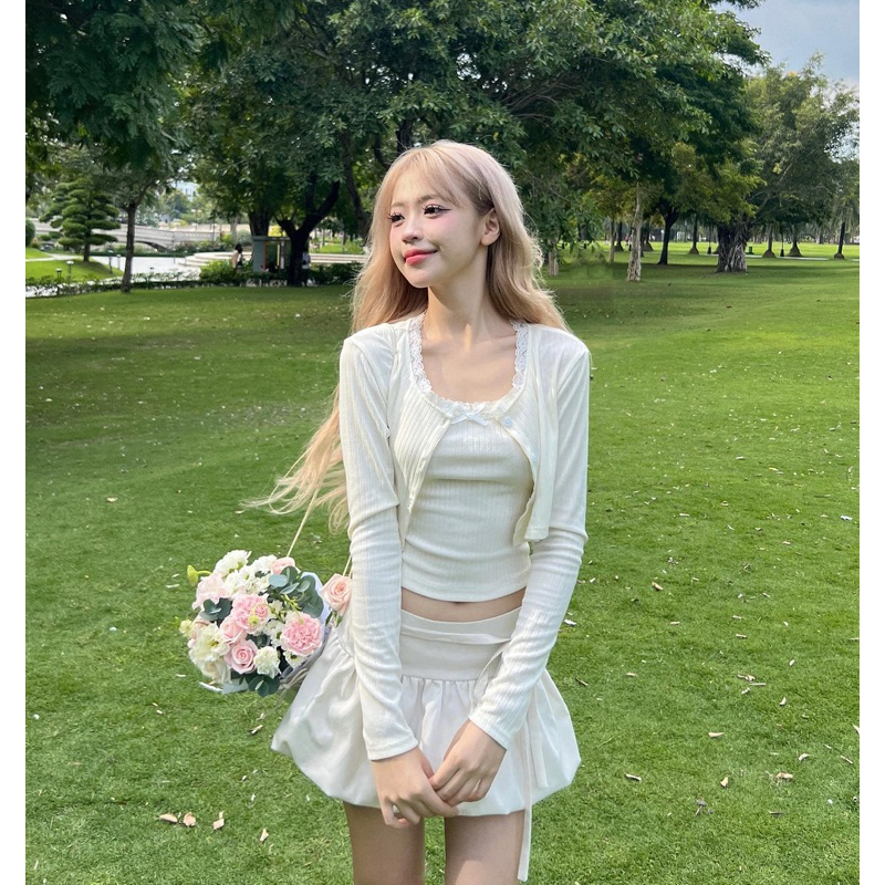 areum.room_  Buddies set / S-M รอพรี 7-15 วัน พรีออเดอร์เวียดนาม 100% ได้ 3 ชิ้น กระโปรง+เสื้อคลุม+เ