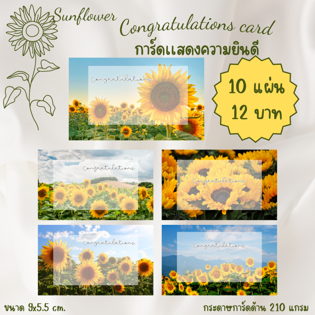 [10แผ่น/12บาท] การ์ดแสดงความยินดี congratulations
