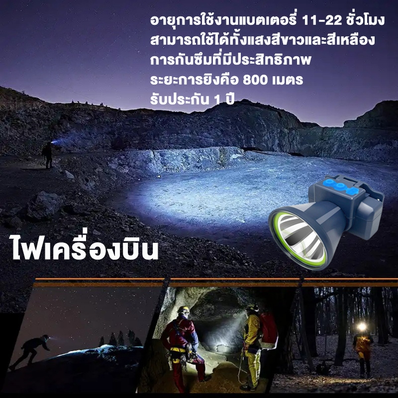 M19 ไฟเครื่องบิน ไฟฉายไฟหน้า แบตเตอรี่ความจุ4000mA สามารถใช้งานได้11-22ชั่วโมงมีการรับประกัน