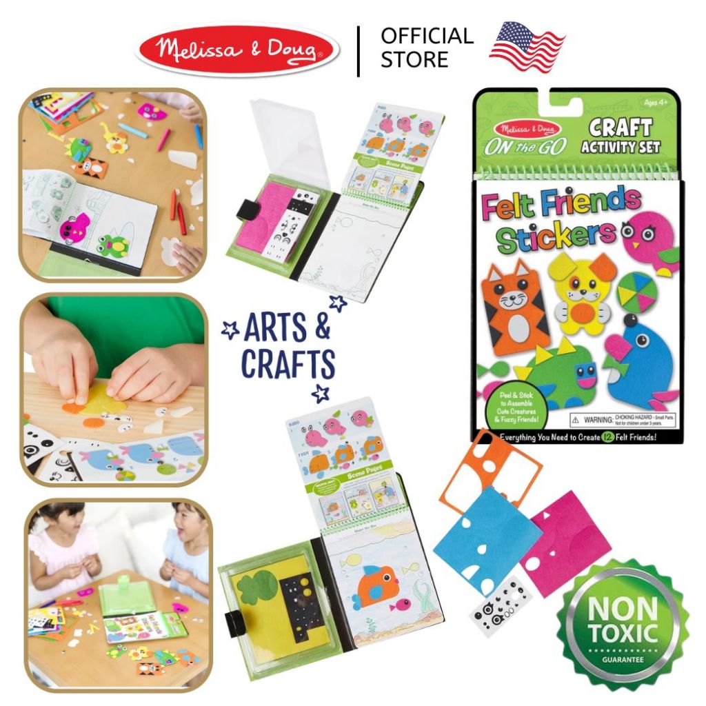 (ของแท้ USA) ของเล่นศิลปะ DIY กิจกรรมตกแต่งสติกเกอร์รูปสัตว์ Crafts Felt Friends Melissa & Doug 9420