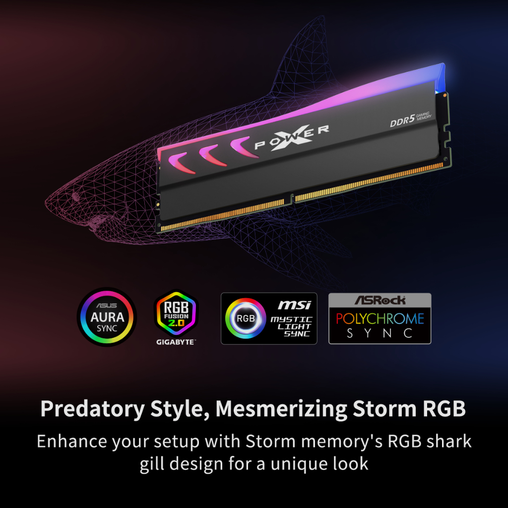 Silicon Power RAM PC DDR5 Gaming RGBรุ่น XPOWER Storm RGB 16GB/32GB, 6400MHz/6800MHz - รับประกันตลอดอายุการใช้งาน ขาว/ดำ