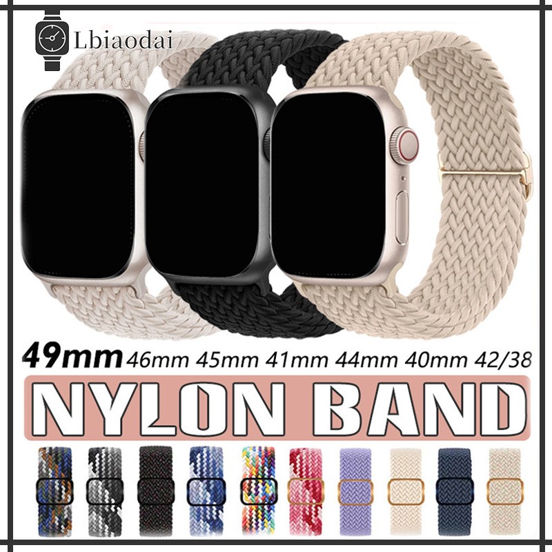 ถักเปียยืดหยุ่นสายไนล่อน for Apple Watch Ultra 3 2 49mm 46mm Series 11 10 9 8 7 6 5 4 3 2 Iwatch 45 44 42 41 40 38mm