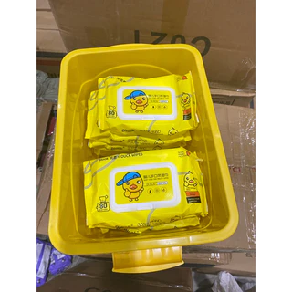 พร้อมส่ง ทิชชูเปียก 10 ห่อ (ห่อละ 80 แผ่น) แถมฟรีกล่องใส่ของอเนกประสงค์สุดน่ารัก ลายเป็ด ลายผึ้งsf90