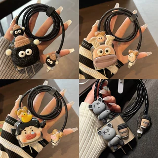 ชุดถนอมสายชาร์สำหรับ ไอโฟน ชุดเเต่งสาย สำหรับ สายชาร์จ 20วัต เคสหัวชาร์จ Adapter 20w กันสายหัก ลายการ์ตูน 35W