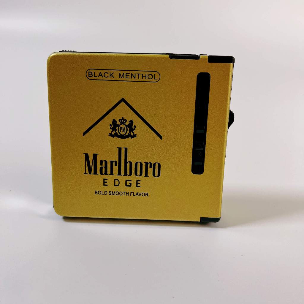 [ลายเรียบ MarlBoro]กล่องใส่บุหรี่ 2 IN 1 กล่องเก็บบุหรี่ พร้อม ไฟแดงกันกระแทก อลูมิเนียมทนทาน 20 มวน