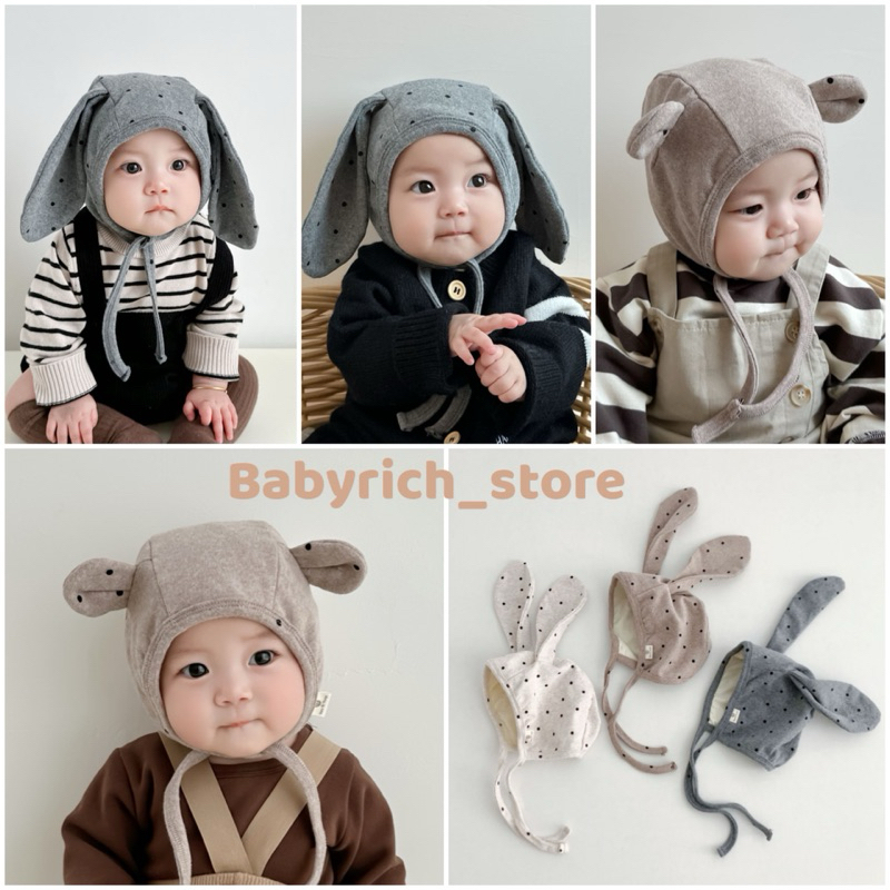 (พร้อมส่ง 13 สี) หมวกเด็กผูกใต้คาง ทารก เด็กน้อย เด็กอ่อน cap hat หมวกหูกระต่าย