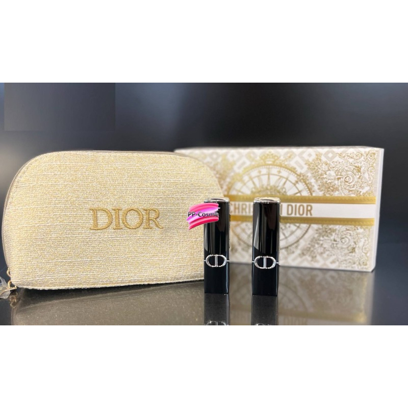 Dior เซ็ตลิปสติก Rouge Dior Couture Lip Essentials - รุ่นลิมิเต็ด อิดิชั่น ลิปสติกและกระเป๋ากูตูร์