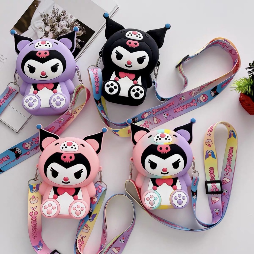 กระเป๋าสะพายไหล่ ซิลิโคน ลาย Hello Kitty Kuromi My Melody Labubu ใส่เหรียญได้ ของเล่นสําหรับเด็ก ของขวัญ