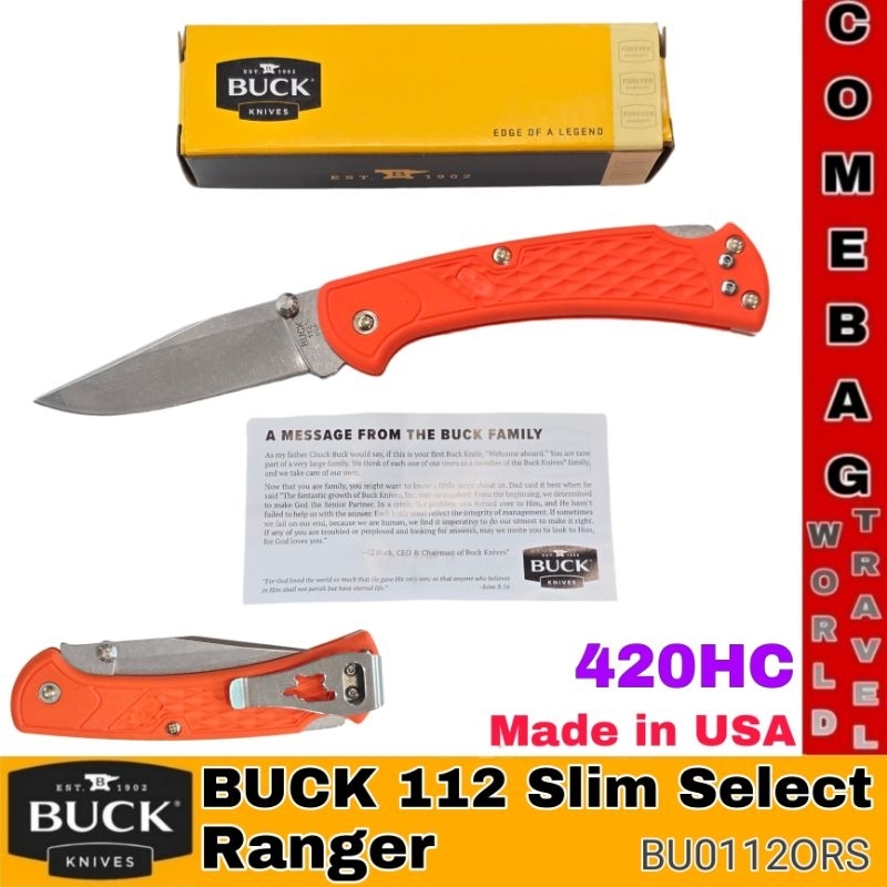 มีดพับBuck112 Slim Select Ranger ใบมีดเหล็ก420HC ของแท้‼️ ผลิตอเมริกา🇺🇸