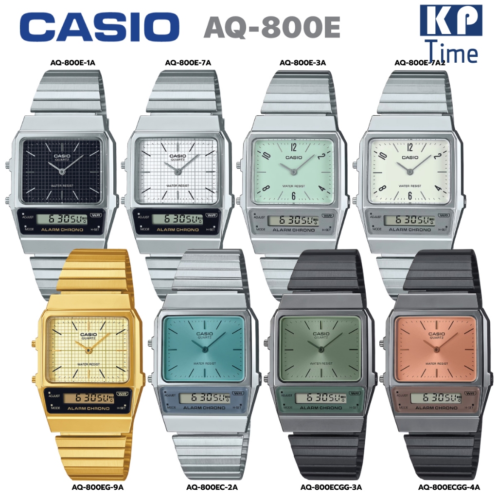 Casio นาฬิกาข้อมือผู้หญิง/ผู้ชาย สายสแตนเลส รุ่น AQ-800E, AQ-800EG ของแท้ประกันศูนย์ CMG