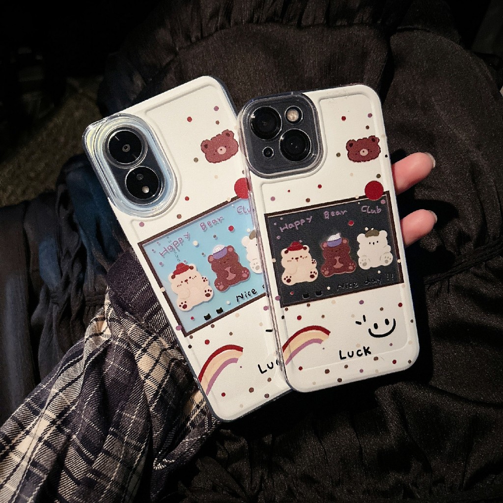 Case For iPhone 11 เคส ลาย การ์ตูนน่ารัก ลานหมี สำหรับ รุ่น OPPO A60 A79 A52020 RENO11F Vivo Y03 Y17 Y20 Samsung A15 A55