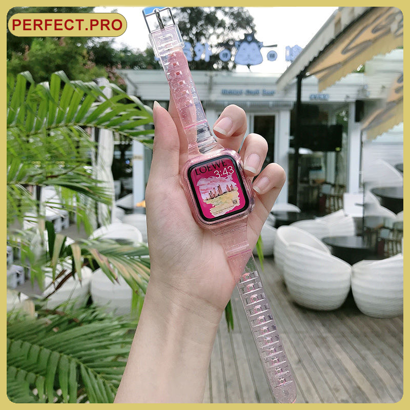 สายซิลิโคนใส smart watch SE/7/6/5/4/3/2/1 Glacier สายใส 45mm.42mm.44mm.40mm.38mm.41mm.