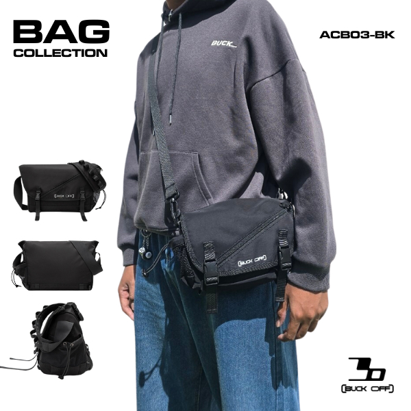 BUCKOFF : รุ่น ACB03-BK ACB COLLECTION กระเป๋าสะพายข้าง กระเป๋าผ้ากันน้ำ