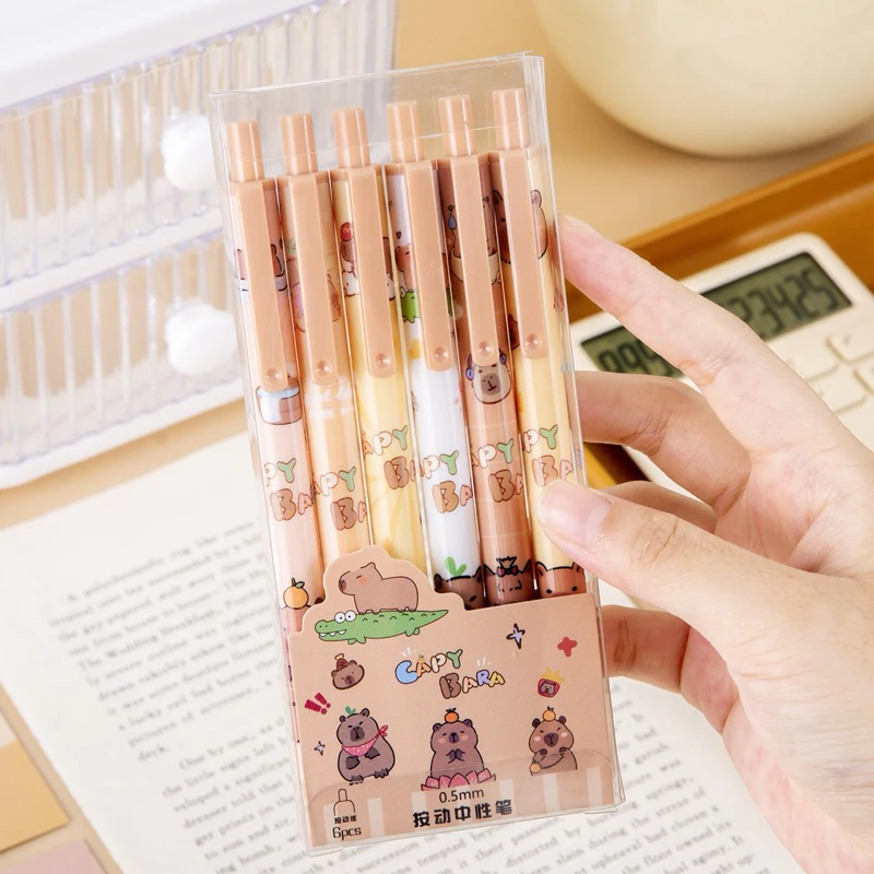 [ยกกล่อง] ปากกา คาปิบาร่า แบบกด SET 6 แท่ง น่ารักมากๆ ปากกากด เครื่องเขียน ออก ใบเสร็จ ใบกำกับภาษีได้