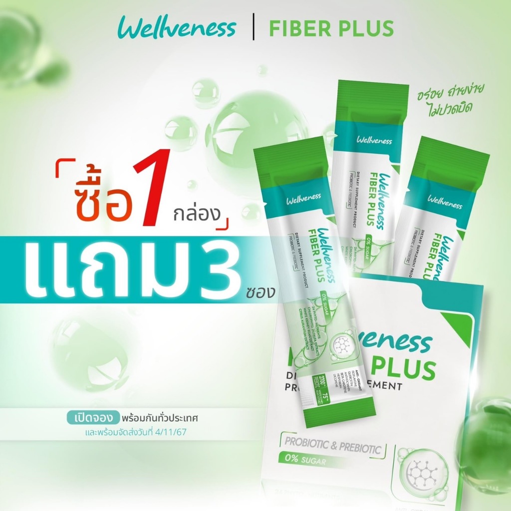 Wellveness Fiber Plus Prebiotic Probiotic เวลวีเนส ไฟเบอร์พลัส