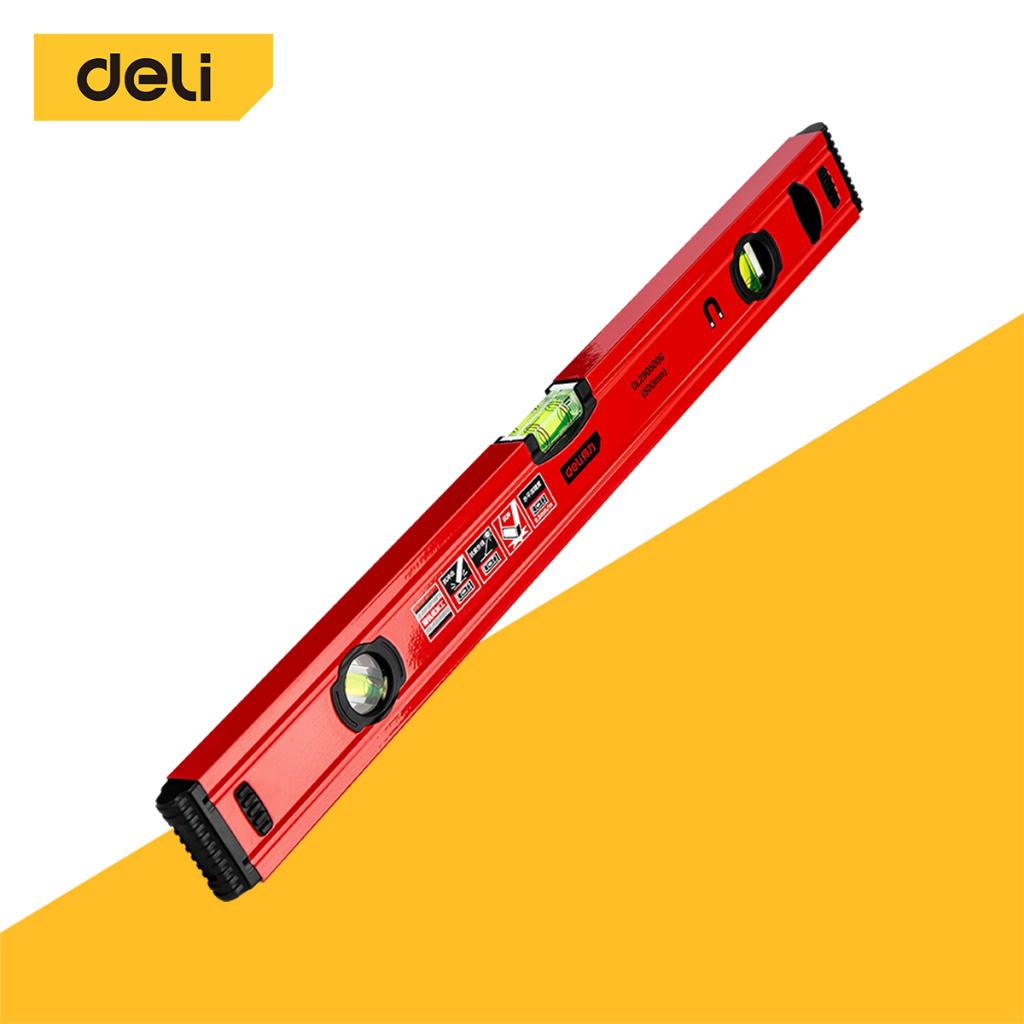 Deli ระดับน้ำแม่เหล็ก ที่วัดระดับน้ำ ฉากวัดระดับน้ำ แม่เหล็ก อลูมิเนียม 500มม Spirit Levels