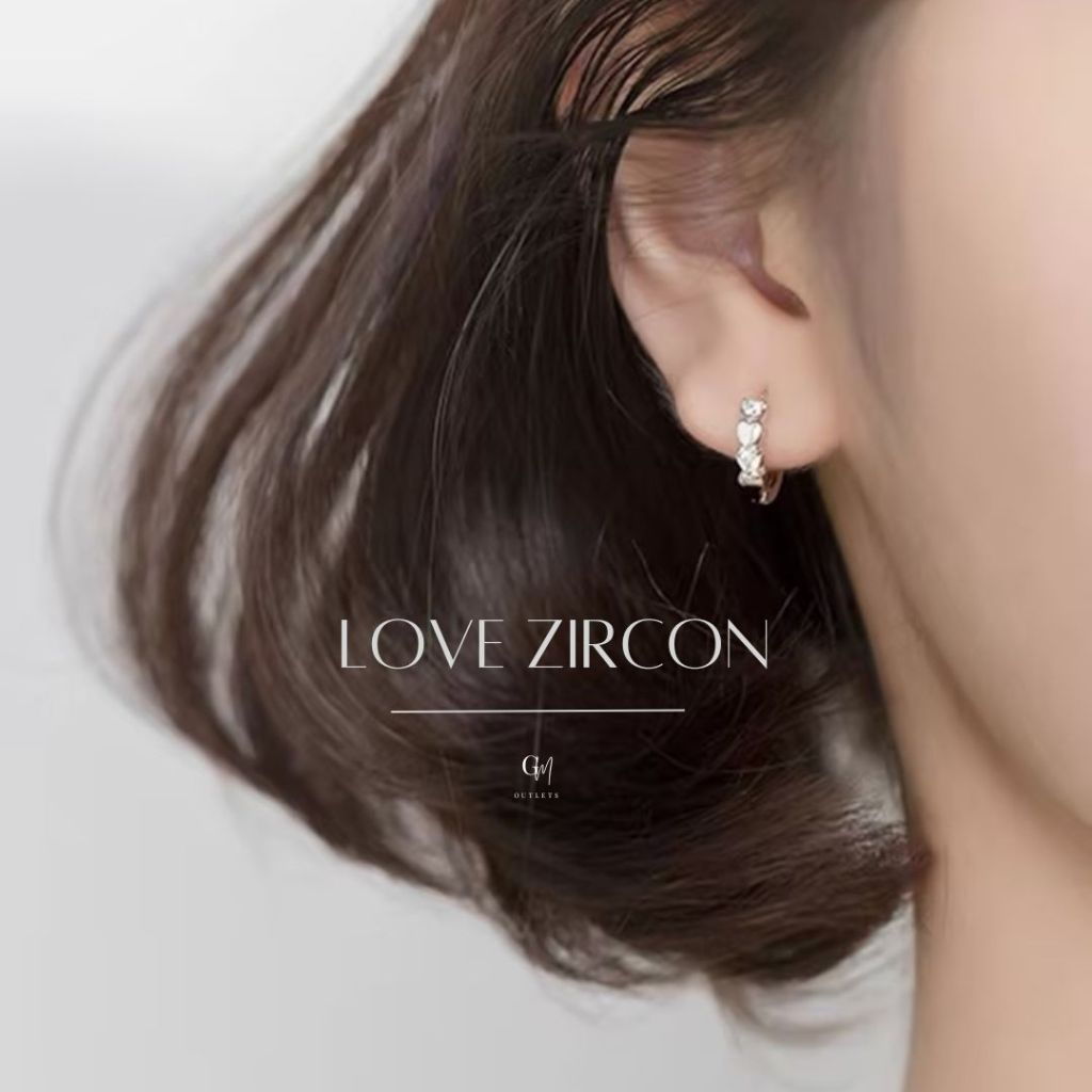 OUTLETS ล้างสต็อกจากโรงงานตรง ต่างหู Love Zircon Earrings ต่างหูเพชร ต่างหูผู้หญิง Valentine ของขวัญ