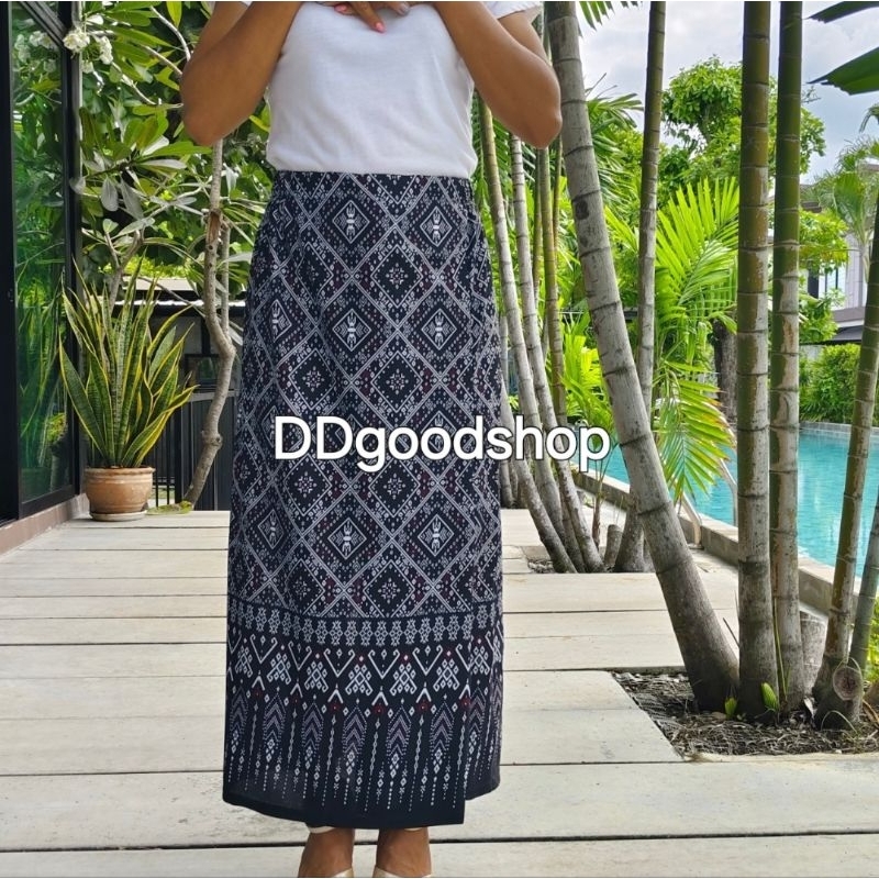 ผ้าถุงลายไทย ไม่มีกระเป๋า ฟรีไซต์ เอว 24-40 นิ้ว no.C001