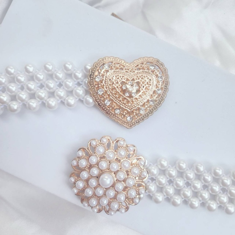 🌸พร้อมส่ง🌸เข็มขัดมุกเด็กแบบยางยืด  เครื่องประดับชุดไทยเด็ก รูปที่ 4