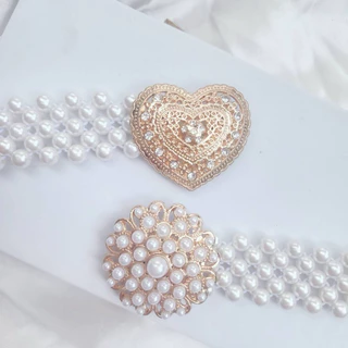 🌸พร้อมส่ง🌸เข็มขัดมุกเด็กแบบยางยืด เครื่องประดับชุดไทยเด็ก