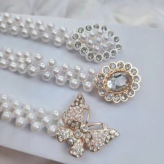 🌸พร้อมส่ง🌸เข็มขัดมุกเด็กแบบยางยืด เครื่องประดับชุดไทยเด็ก
