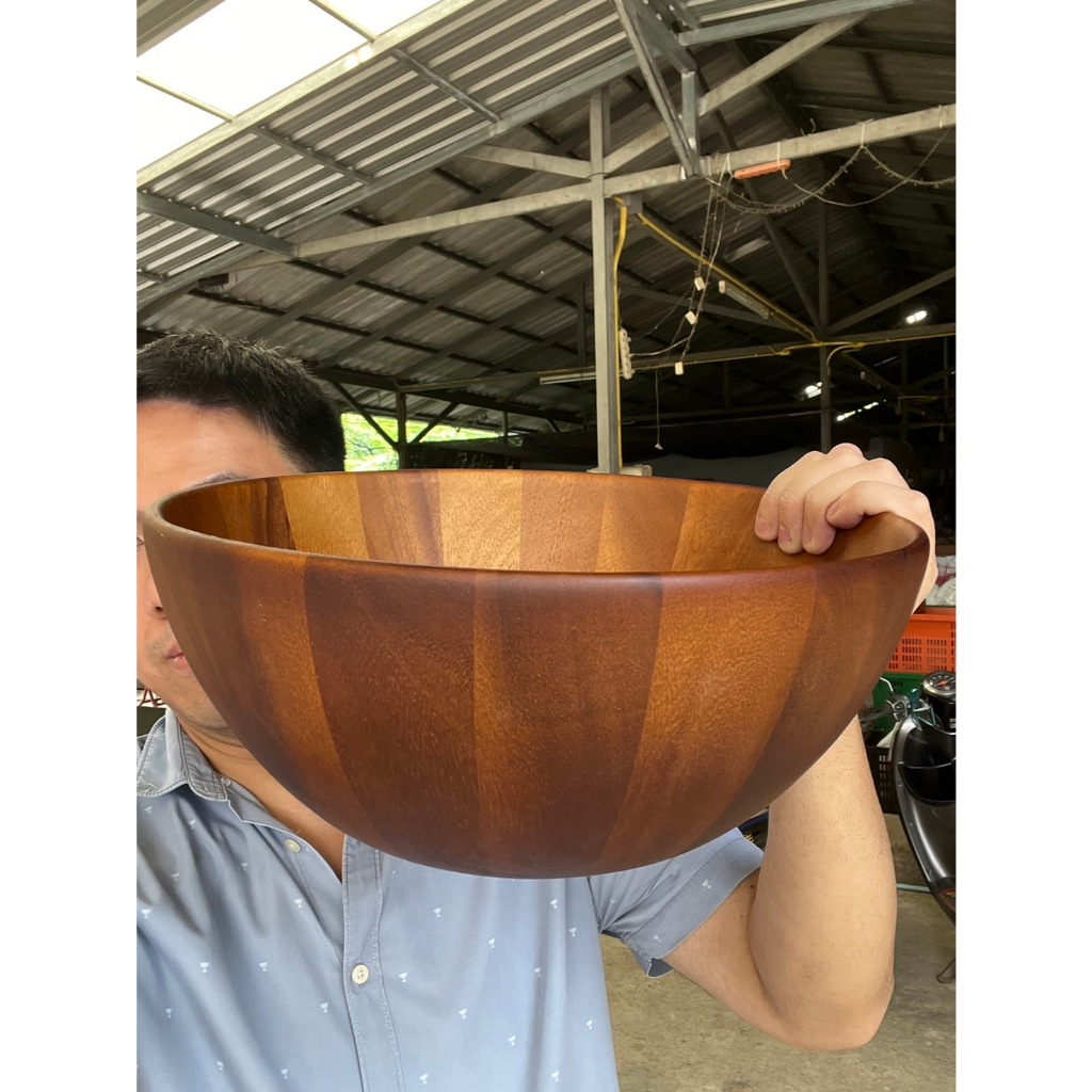 ชามไม้จามจุรี ชามไม้ฉำฉา ชามไม้จัมโบ้XXL ขนาด 12x5นิ้ว ก้นมน ขนาดก้น 14.5cm ขอบหนา8-9มิล ออกใบกำกับภาษีได้