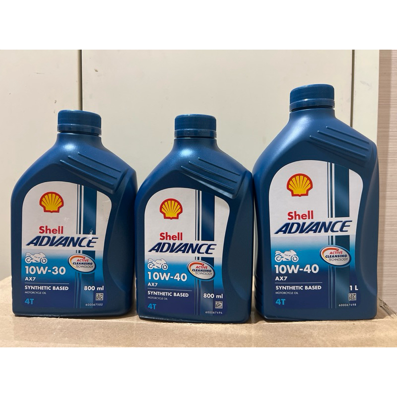 น้ำมันเครื่อง รถมอเตอร์ไซส์ เชล ฟ้า Shell ax7 4T sae 10w-40 10w-30 ขนาด 1 ลิตรและ ขนาด 0.8 ลิตร