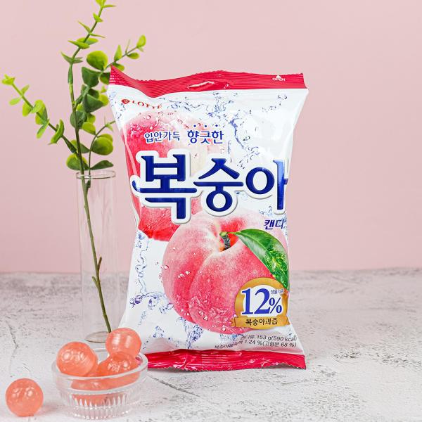 พร้อมส่ง 복숭아캔디 ลูกอมรสพีช Lotte Peach Candy 153g