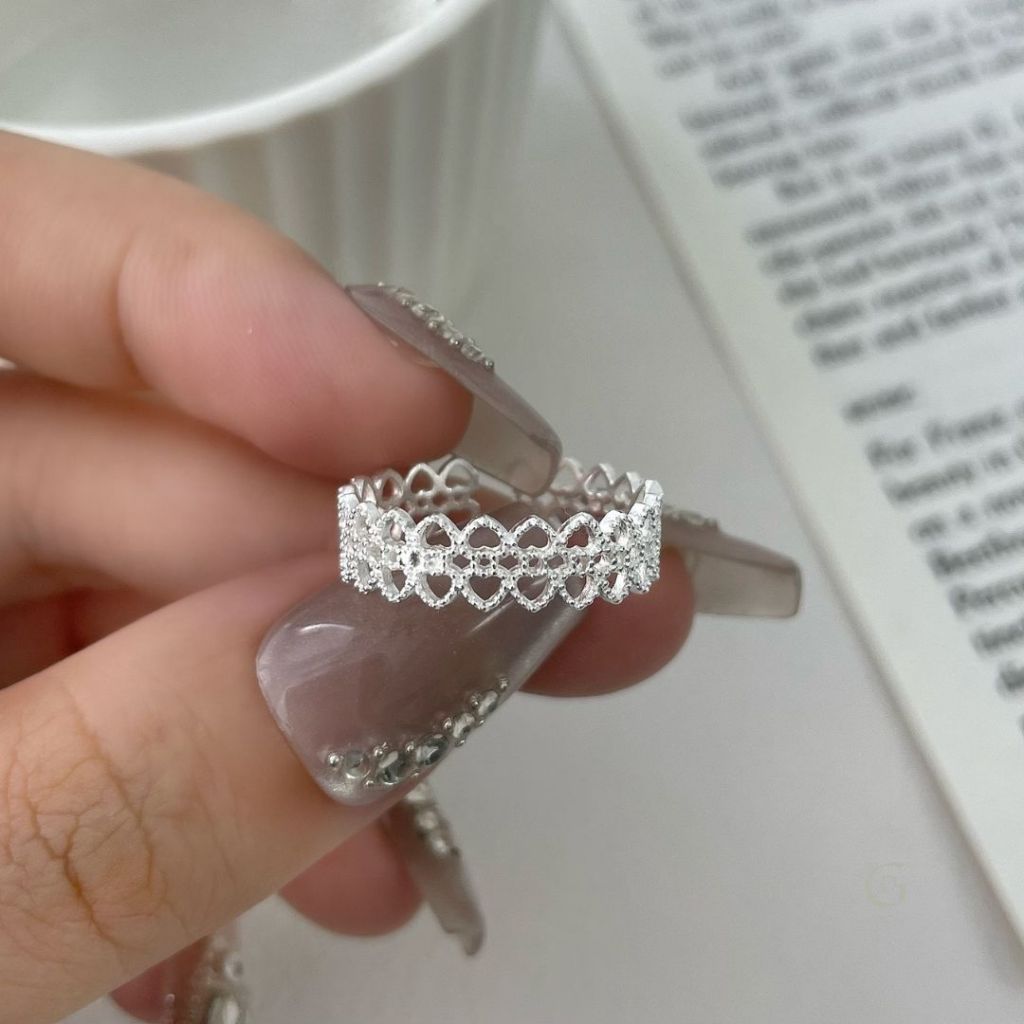 GLAMOR แหวนเงินแท้ Lace Ring แหวนแฟชั่น แหวนเงินแหวนเรียบๆ ของขวัญผู้หญิง แหวนผู้หญิง