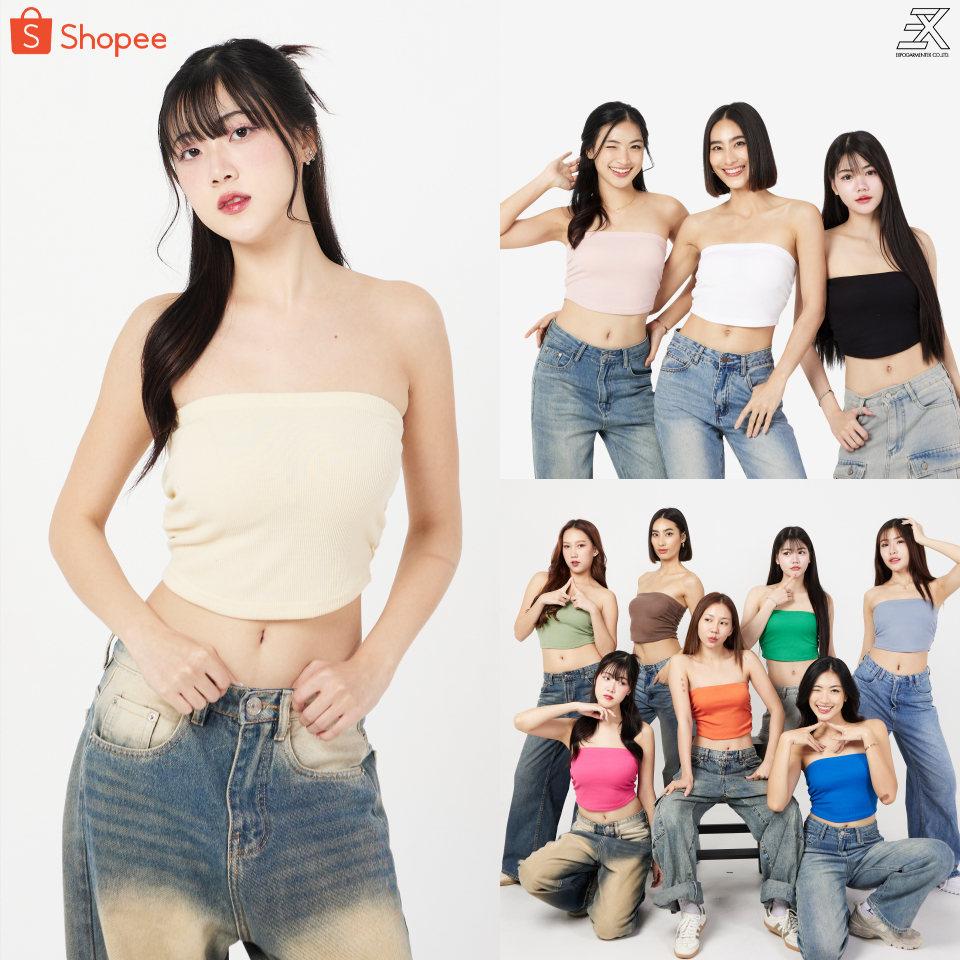 Expogarment เกาะอก ผ้าร่อง ย่นข้าง ชายโค้ง มีหลายสี เกาะอกสี สายเกา สายฝอ เกาะอกไม่หลุด ทรงสาย BT007
