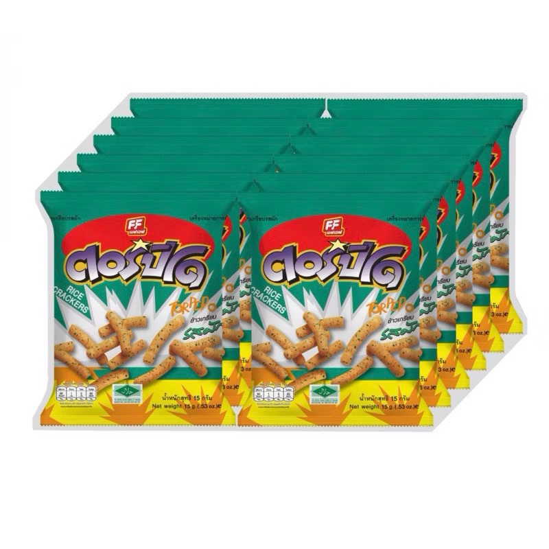 ตอรปิโด ขนมข้าวเกรียบ รสผัก  15 กรัม x 12 ซอง
