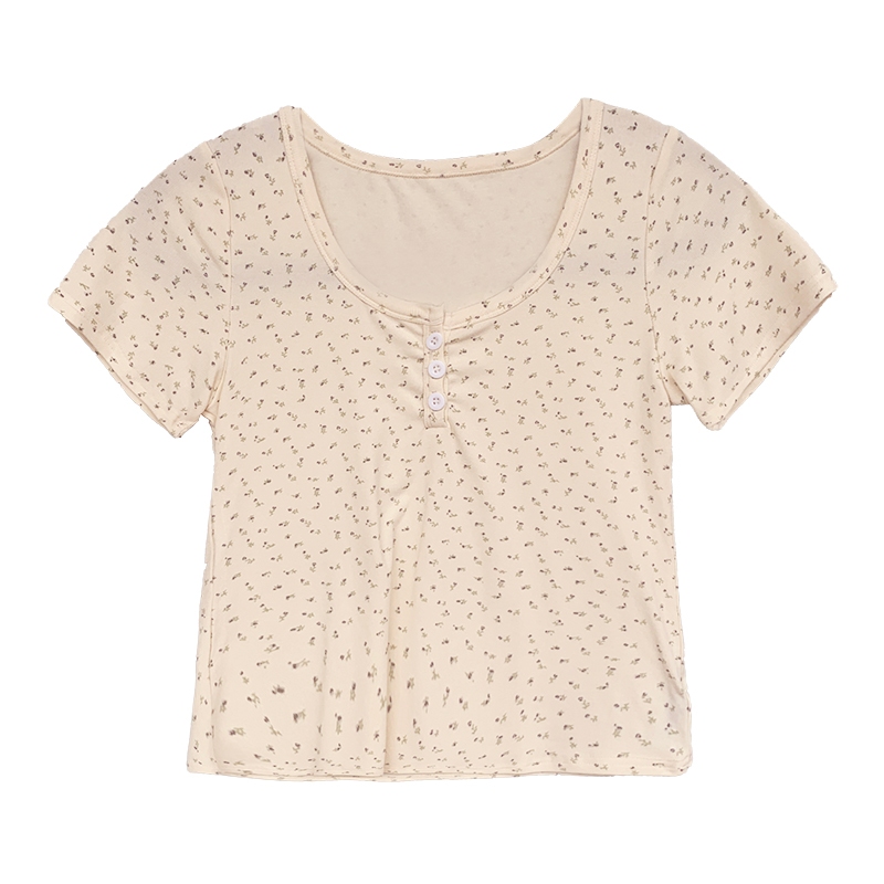 Sexy Girl สายเดี่ยว เสื้อยืดลายดอกไม้ แขนสั้นและสายเอี๊ยมก็ได้ ใส่สบาย จัดส่งจากประเทศไทย H9445 - รูปที่ 4