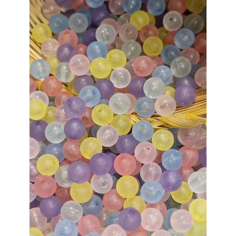 ลูกปัดกลม8มิลห่อ100เม็ด เยลลี่(อะครีลิค)/สีสดหลากสี/สีรุ้ง/สีขาวมุก/สีครีมมุก/