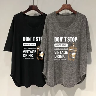 เสื้อยืดสวยๆผู้หญิงฤดูร้อนใหม่ oversize เสื้อผ้าสาวอวบไซส์ใหญ่ เสื้อโอเวอร์ไซส์ไตล์เกาหลีแฟชั่นน่ารัก พิมพ์ลายตัวหนังสือ