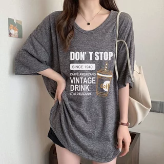 เสื้อยืดสวยๆผู้หญิงฤดูร้อนใหม่ oversize เสื้อผ้าสาวอวบไซส์ใหญ่ เสื้อโอเวอร์ไซส์ไตล์เกาหลีแฟชั่นน่ารัก พิมพ์ลายตัวหนังสือ