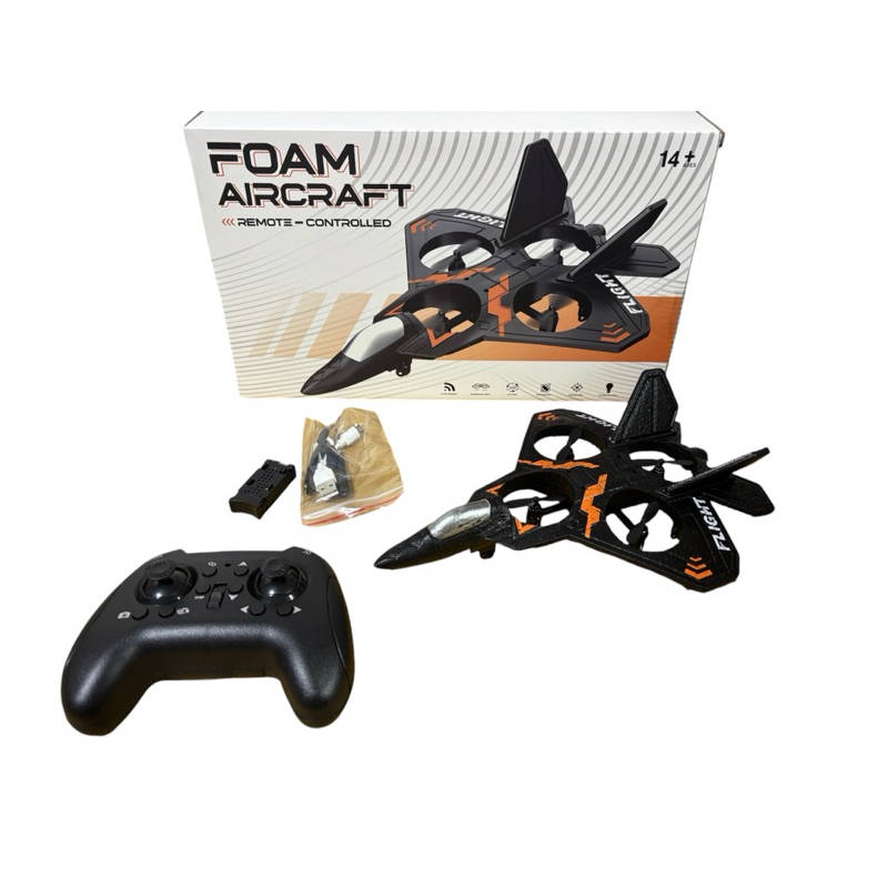 โดรนบังคับวิทยุทรงเครื่องบินรบFOAM AIRCRAFT 4มอเตอร์4ใบพัดรีโมท2.4GHzมีไฟบินล็อคความสูงได้แบตเตอรี่ชาร์จอุปกรณ์พร้อมเล่น