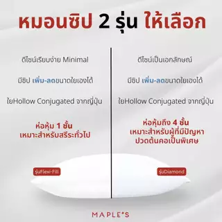 MAPLE'S หมอนหนุน-หมอนซิป Flexi-Fill ลดปวดคอบ่าไหล่ กันไรฝุ่น ลดภูมิเเพ้ เพื่อสุขภาพ โรงเเรม5ดาว