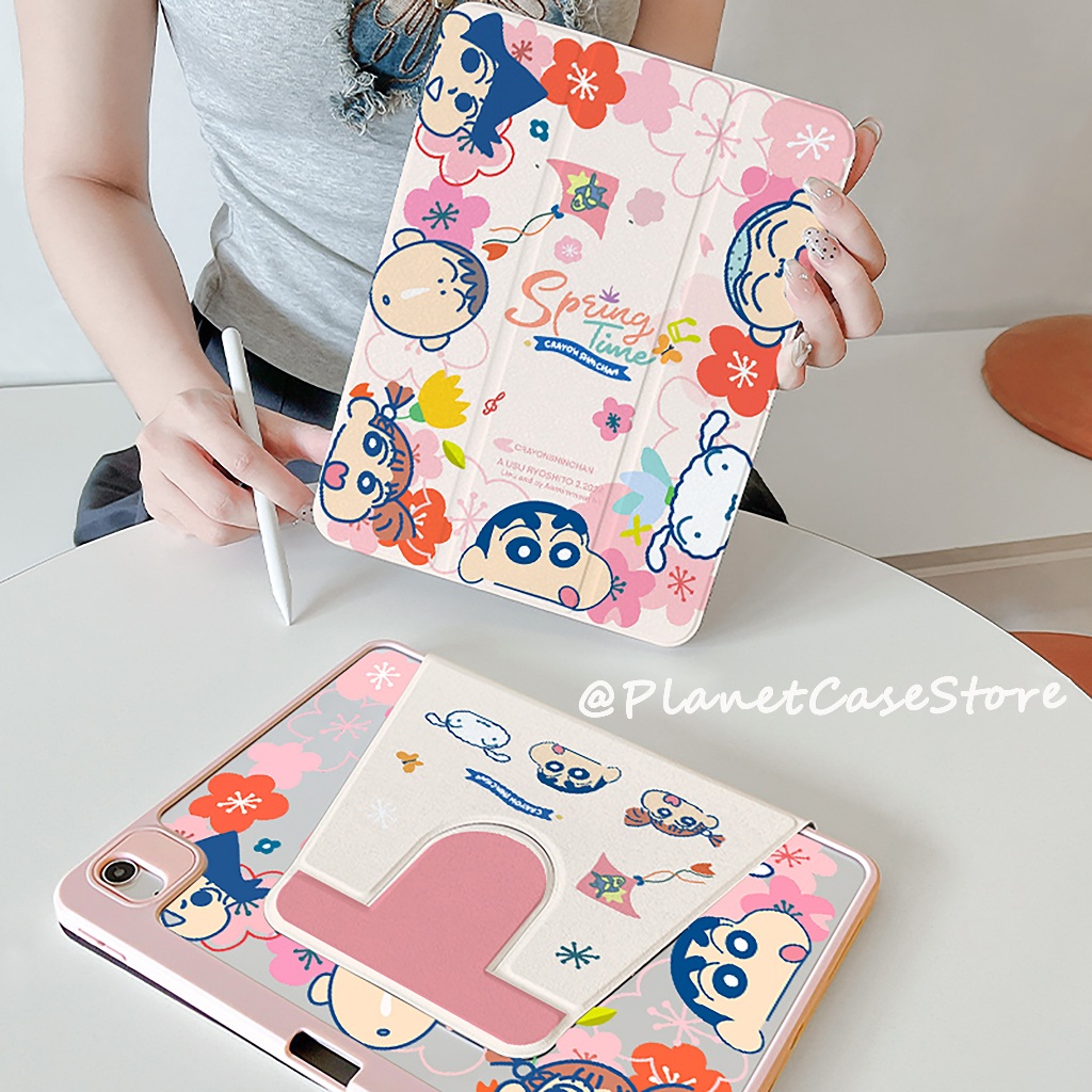 🔥พร้อมส่ง🔥เคสไอแพด Air7 Gen11 Pro11/13ที่ใส่ปากกา เครยอนชินจัง เคสiPadหมุน 360°Air6 11/13 Gen10 Gen9