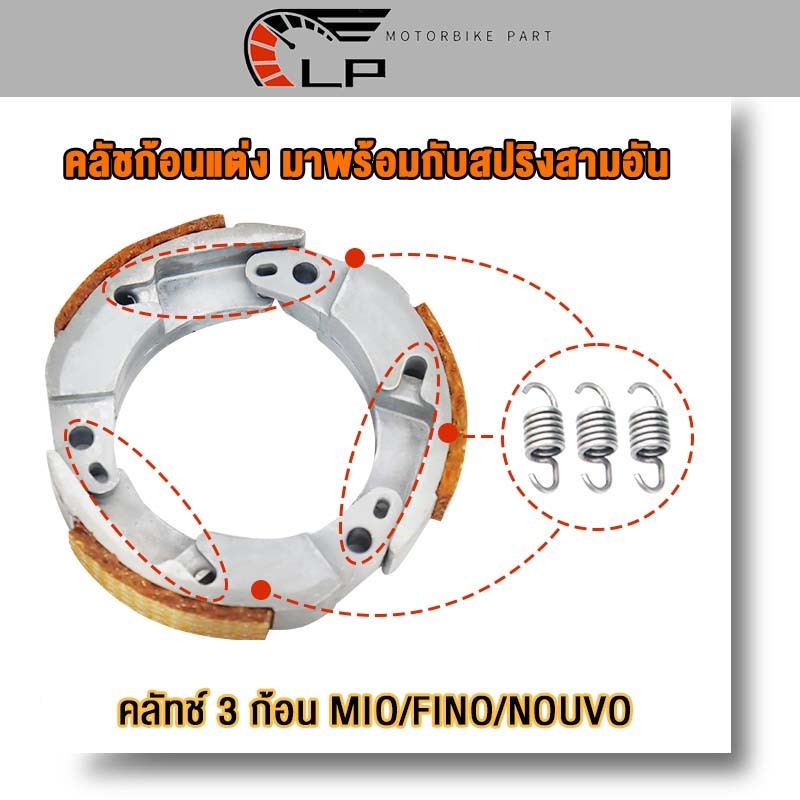 คลัชก้อนแต่ง MIO+สปริง Mio คลัทช์ทองแดง สำหรับ มีโอ/ฟีโน่/นูโวพร้อมMIO/FINO/NOUVOสปริง3ตัว มีโอ ครัชแต่ง
