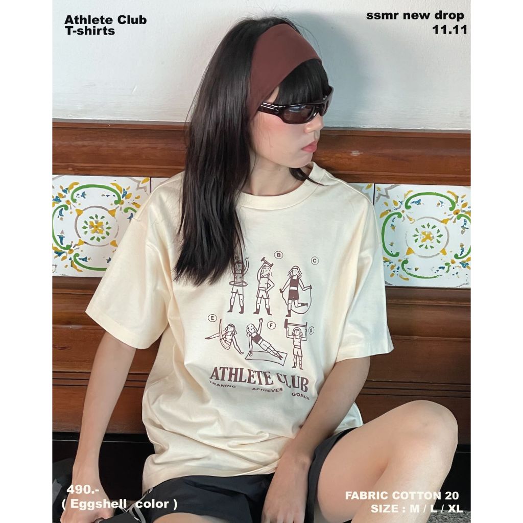 Summerstuff.marine - THE DAILY ROUTIN T-SHIRT ลาย ATHLETE CLUB เสื้อยืด คอกลม ผ้าคอตตอน เบอร์ 20