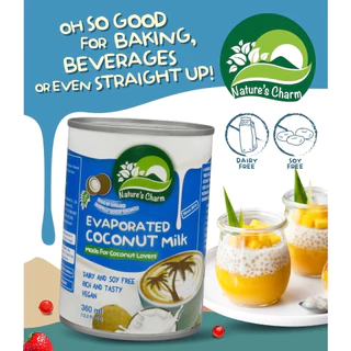 Nature's Charm เนเจอร์ชาร์ม นมมะพร้าวข้นจืด กะทิข้นจืด นมข้นจืดเจ Evaporated Coconut Milk (360ml)